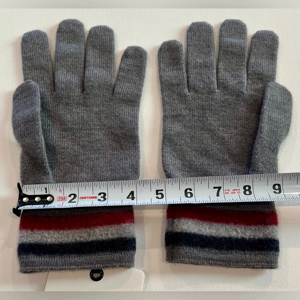 Moncler NWT Virgin Wool Grey Tri Color Gloves XL Unisex - Picture 3 of 7
